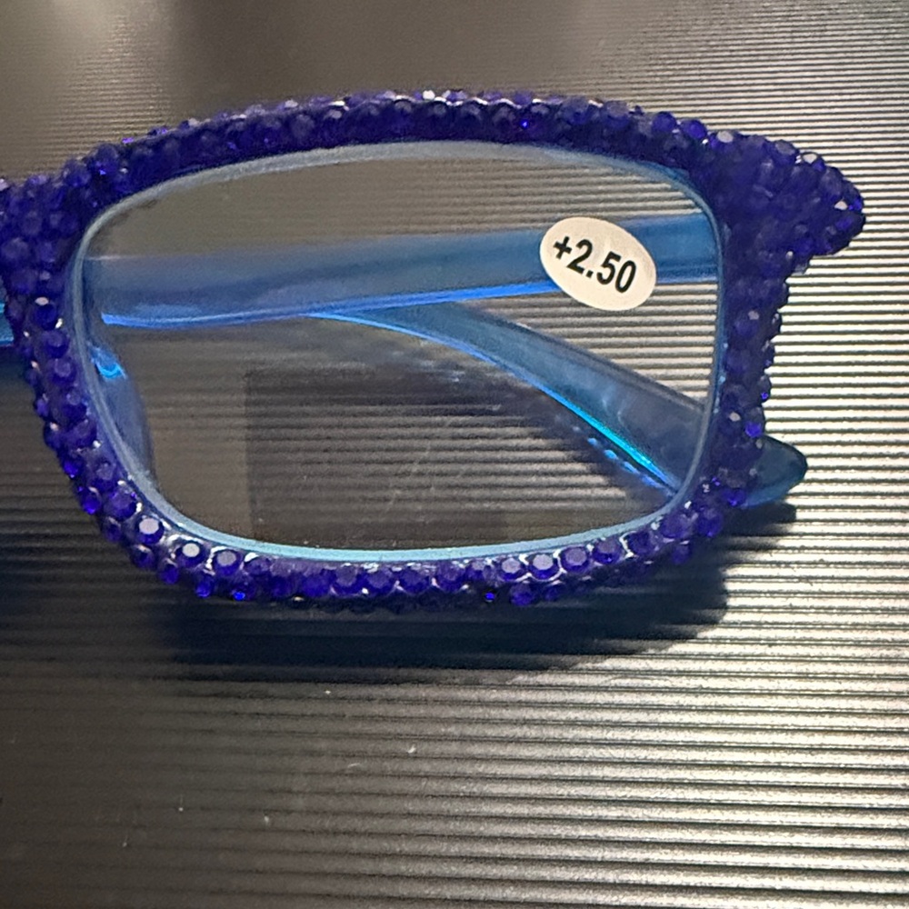 Blue Rhinestone Reading Glasses +2.50 - Picture 3 of 4